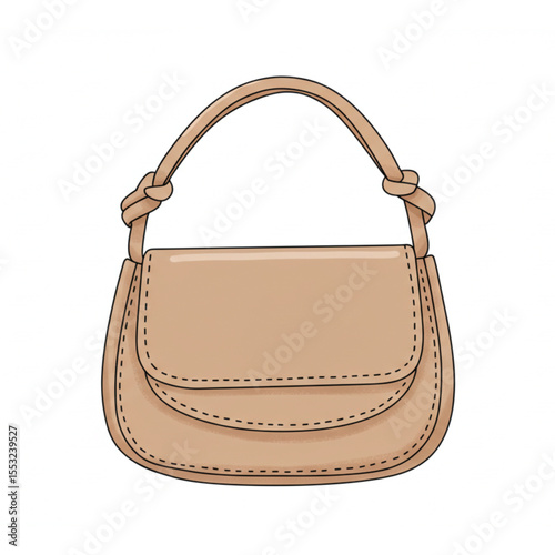 A delightful handbag graphic in a charming, neutral tone, suitable for fashion design projects and style guides focusing on accessories.