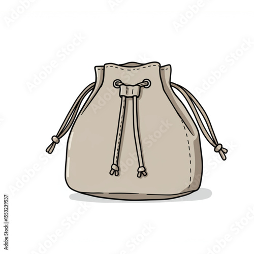 Charming drawstring pouch graphic offers adaptable design applications for crafting ventures or minimalist presentations.