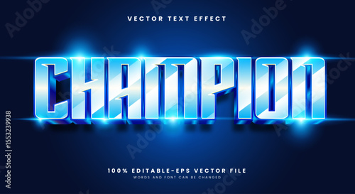 Champion 3d editable Text Effect Template Suitable for business logo and brand