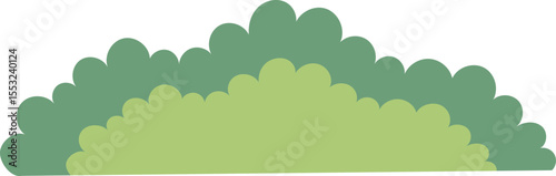 Layered cartoon bush green shape illustration