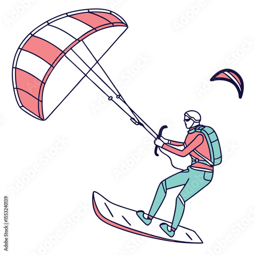 kiteboarding control bar and equipment illustration