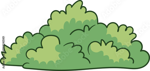 Cartoon green bush with layered rounded leaves illustration
