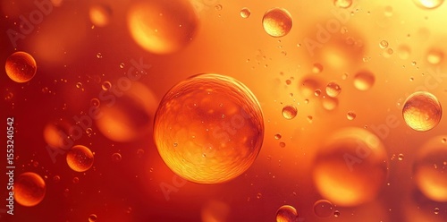 Close-up view of glowing orange bubbles suspended in liquid with smooth rounded shapes creating a vibrant and warm abstract scene