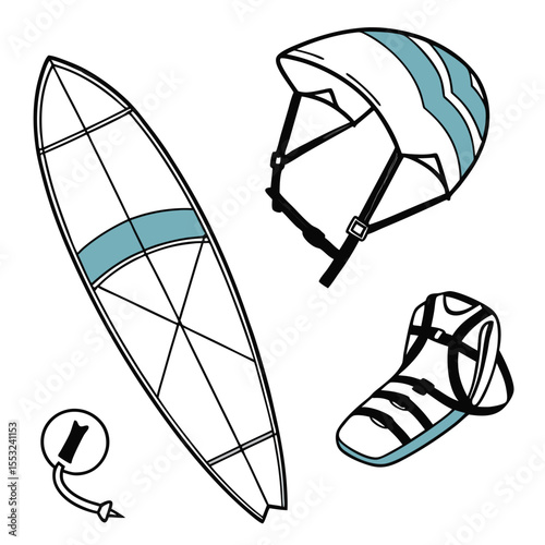 kitesurfing vector pack icons elements gear