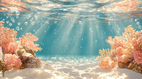 Fototapeta Naklejka Na Ścianę i Meble -  Colorful Coral Reef Underwater Scene