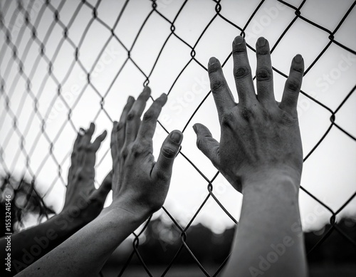  Hands Reaching Through a Fence photo