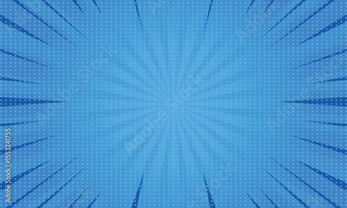 Comic book style background with bold blue tones. Pop art inspired pattern perfect for posters, covers, illustrations, or retro themed graphic designs