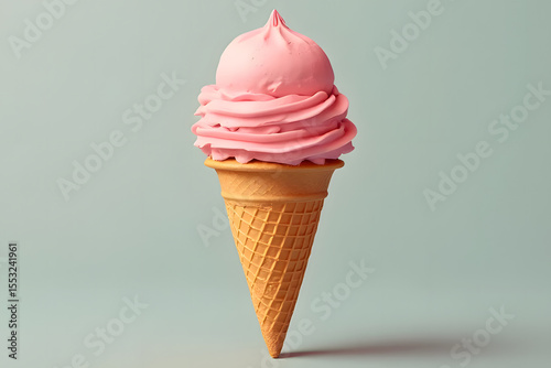 Rainbow ice cream cones melting in summer, all flavors are popular