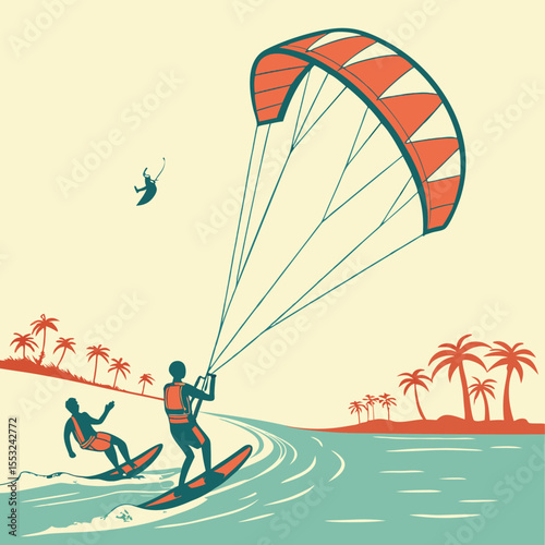 youthful kitesurfing adventure with friends flat