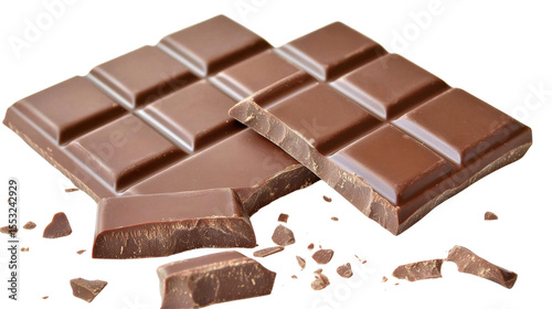 Delectable Chocolate Bar: A close-up shot showcases a tempting chocolate bar with visible broken pieces, promising a rich and satisfying treat. 