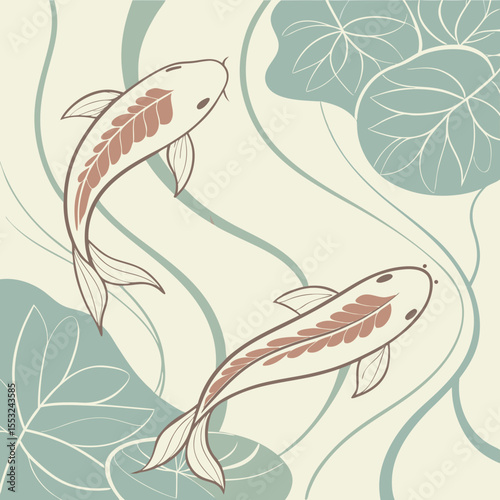 vector seamless pattern with fishes