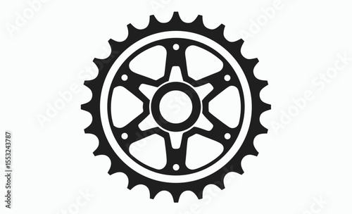 bicycle sprocket icon, bike cogwheel symbol, cycling gear illustration, gear mechanism graphic