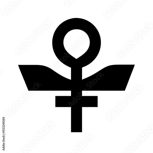 Ankh with bat wings icon vector illustration