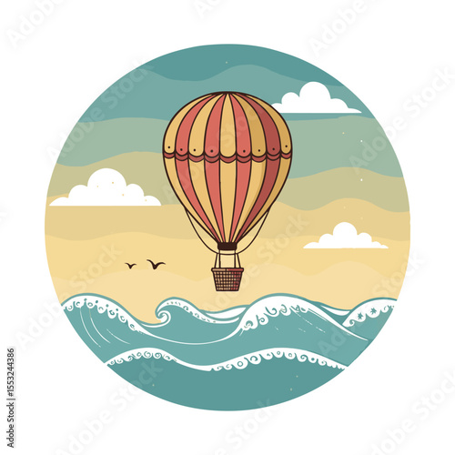 hot air balloon on the beach