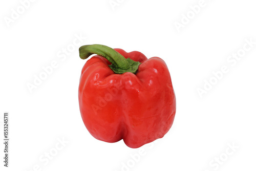 Vibrant Red Bell Pepper: A close-up view showcases a plump, freshly-picked red bell pepper, radiating freshness and culinary potential.