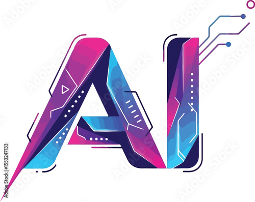 A stylized ai text logo with a gradient color scheme and circuit board details on a white background