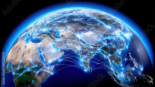 Global Network Connection: Earth, Technology, Connectivity