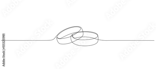 One continuous line drawing of Wedding rings. Romantic elegance concept.symbol proposal engagement and love marriage eps 10