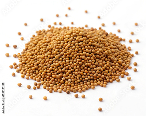 Brown mustard seed , isolated clean white  background, PNG format.
