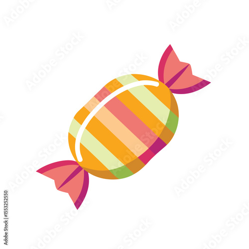 Candy colorful sweet Seamless horizontal border. Vector graphic line ink illustration. 