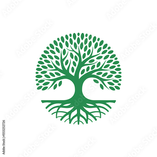Minimalist Green Tree Logo Design Eco-Friendly Nature Symbol