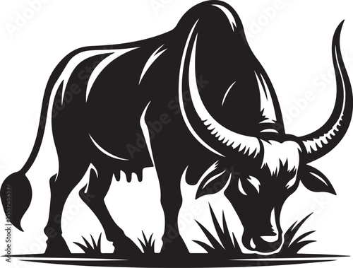 A silhouette ox vector