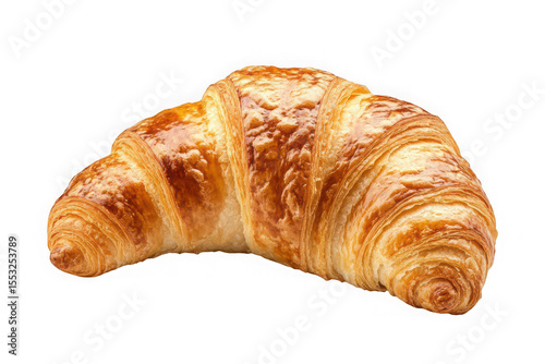 Delicious golden brown croissant pastry bakery food breakfast treat french isolated image, perfect for design projects and culinary presentations isolated on transparent background