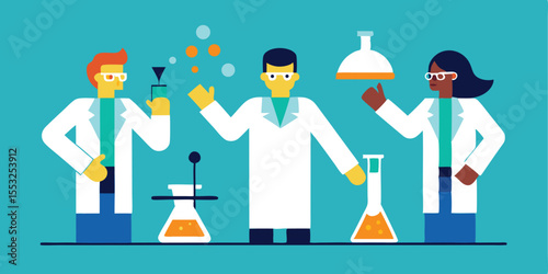 Diverse scientists conducting experiments in a lab