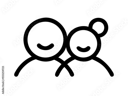 Happy Boy and Girl Icons, Perfect for Education or Children's Content. Simple, black and white icons of a happy boy and girl, ideal for educational resources, children's websites, or applications. 