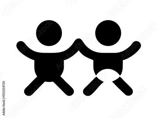 Happy Boy and Girl Icons, Perfect for Education or Children's Content. Simple, black and white icons of a happy boy and girl, ideal for educational resources, children's websites, or applications. 