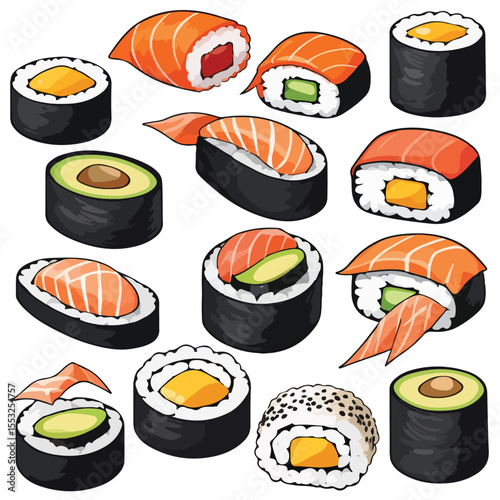 Cute Sushi Vector Set