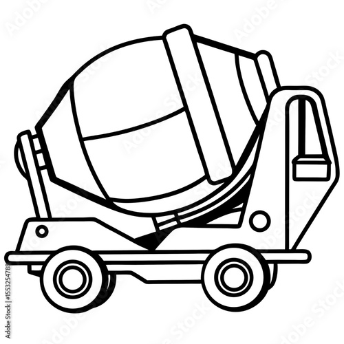 Concrete Mixer Outline Illustration