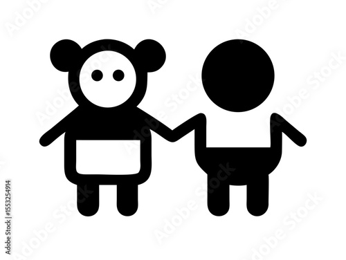 Happy Boy and Girl Icons, Perfect for Education or Children's Content. Simple, black and white icons of a happy boy and girl, ideal for educational resources, children's websites, or applications. 