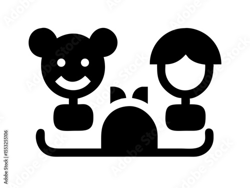 Happy Boy and Girl Icons, Perfect for Education or Children's Content. Simple, black and white icons of a happy boy and girl, ideal for educational resources, children's websites, or applications. 