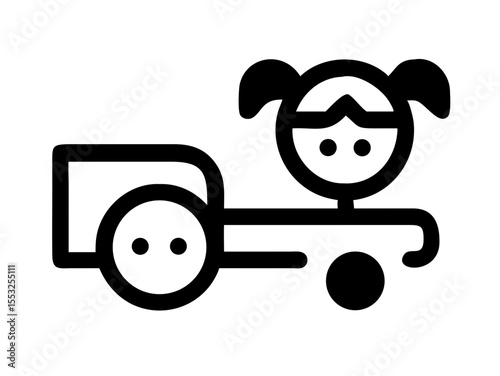 Happy Boy and Girl Icons, Perfect for Education or Children's Content. Simple, black and white icons of a happy boy and girl, ideal for educational resources, children's websites, or applications. 