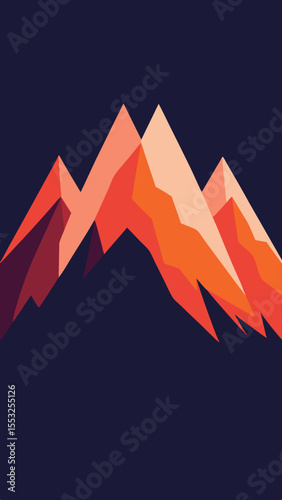 Geometric mountain range with warm gradient colors on dark blue background