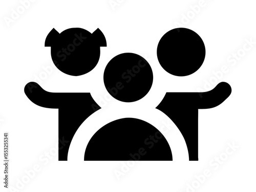 Happy Boy and Girl Icons, Perfect for Education or Children's Content. Simple, black and white icons of a happy boy and girl, ideal for educational resources, children's websites, or applications. 