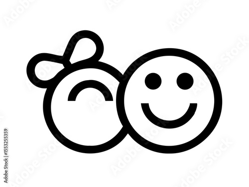 Happy Boy and Girl Icons, Perfect for Education or Children's Content. Simple, black and white icons of a happy boy and girl, ideal for educational resources, children's websites, or applications. 