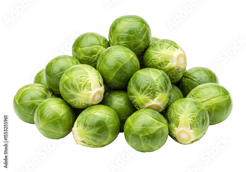 Isolated Pile of Fresh Green Brussels Sprouts