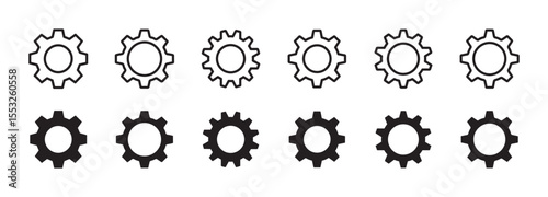 Gear setting icon set. Cog wheel icon. Gear wheel icon. Gear setting icon in outline and flat style , vector illustration . 