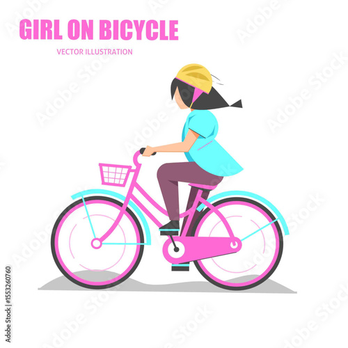 vector illustration of girl with bicycle