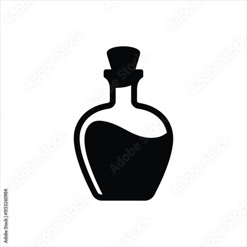 Black Bottle Silhouette Vector Icon Isolated on White Background