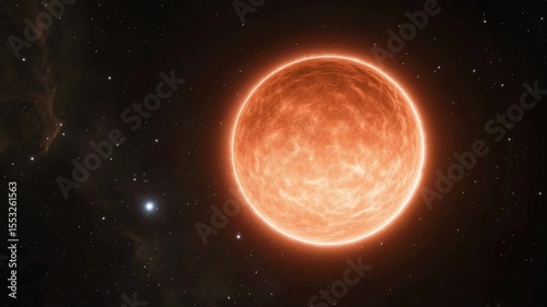 A bright star emits light in the depths of space, showcasing its surface textures and radiant glow against the cosmic backdrop