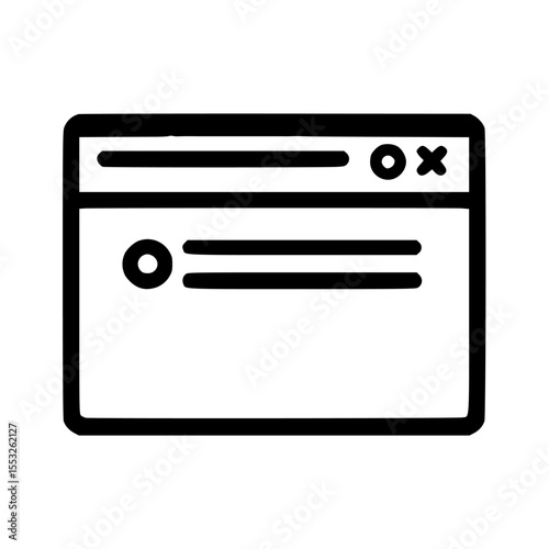 Simple outline illustration of a web browser window displaying text.