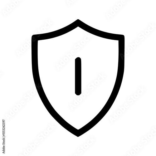 Simple black outline shield icon with a central vertical line.