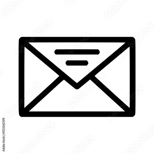 A simple, black and white line drawing of a closed envelope with three horizontal lines above the center.