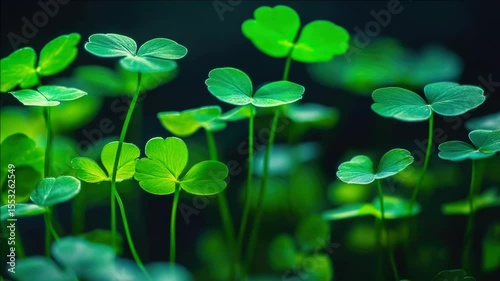A close-up view of a young shamrock plant with vibrant green clovers, showcasing its healthy growth and lush vegetation.