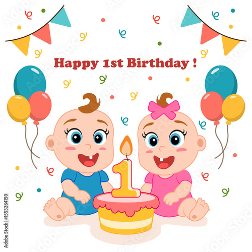 1st birthday twins