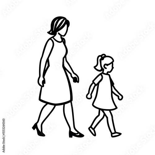 Mother Daughter Walking Silhouette