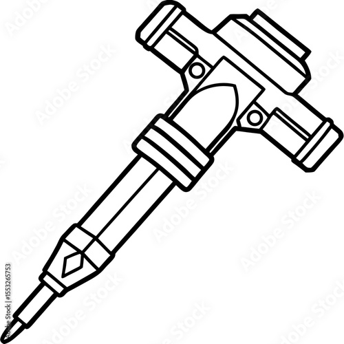 Industrial Jackhammer Minimalist Line Art